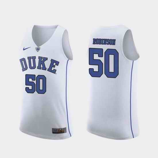 Men Duke Blue Devils Justin Robinson White Authentic College Basketball Jersey